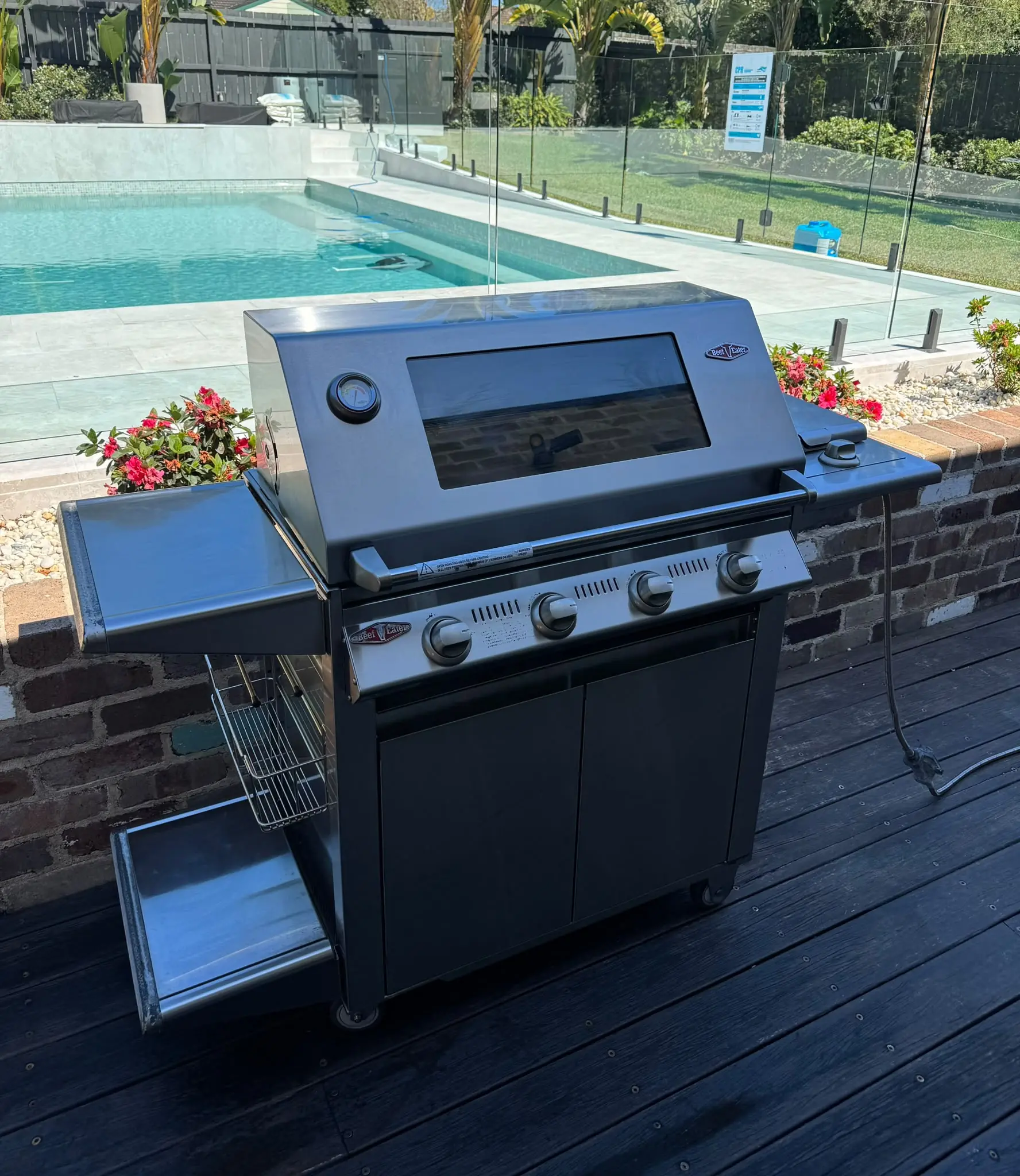 Three-quarter view of a BeefEater Signature Series BBQ in Putney after cleaning